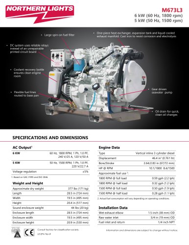 M673L3 Specification Sheet