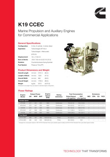 K19 CCEC Commercial Marine Spec Sheet