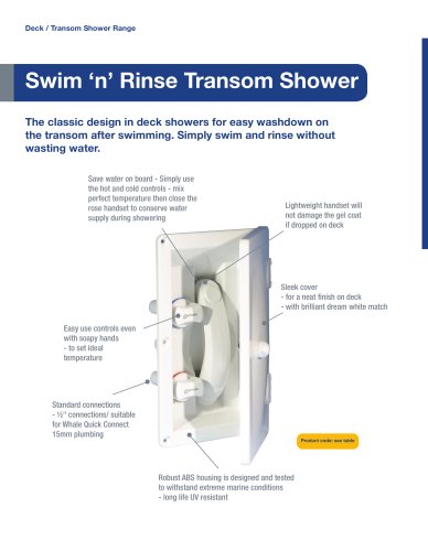 Swim 'n' Rinse Deck / Transom Shower