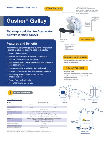 Whale Gusher Galley Pump (foot operated)