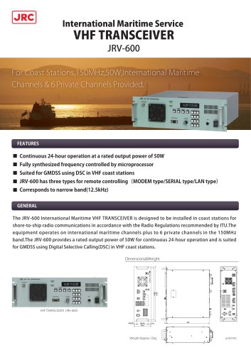 VHF Transceiver Equipment JRV-600