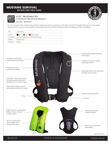 ELITE INFLATABLE PFD - MD5183 / MD5183 BC