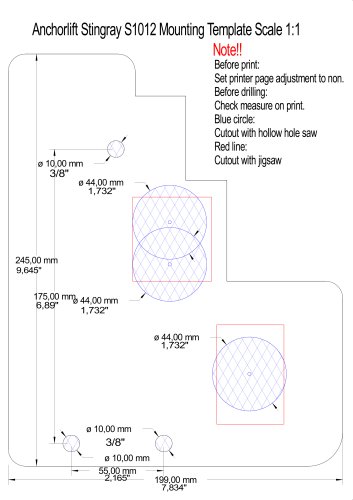 Anchorlift Stingray S1012 Mounting Template