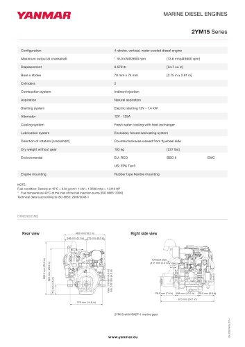 Specification datasheet - 2YM15