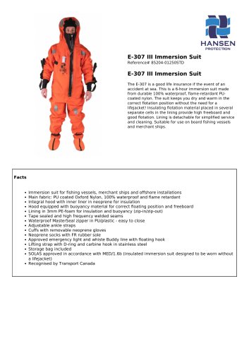 E-307 III Immersion Suit