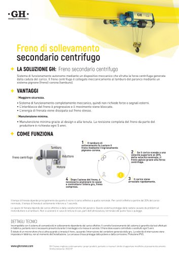 Freno di sollevamento secondario centrifugo