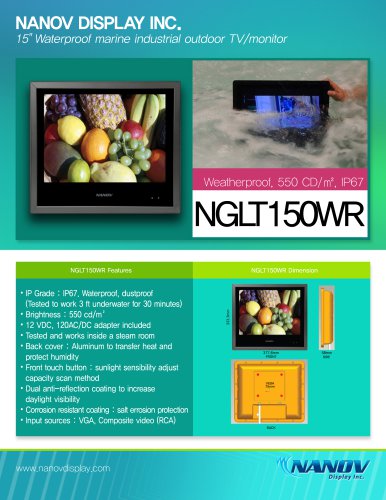 NGLT150WR, 15" IP67 Waterproof LCD TV monitor