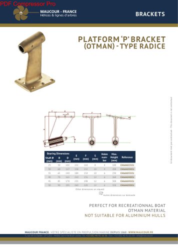 PLATFORM ‘P’ BRACKET PERFECT FOR RECREATIONNAL BOAT OTMAN MATERIAL NOT SUITABLE FOR ALUMINIUM HULLS (OTMAN) - TYPE RADICE