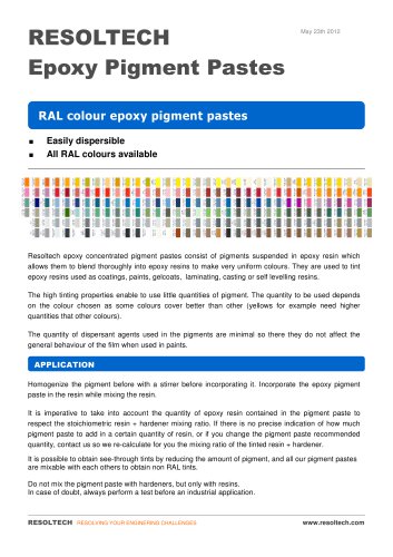 Epoxy Pigment Pastes