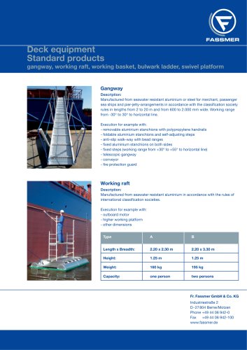 gangway, working raft, working basket, bulwark ladder, swivel platform