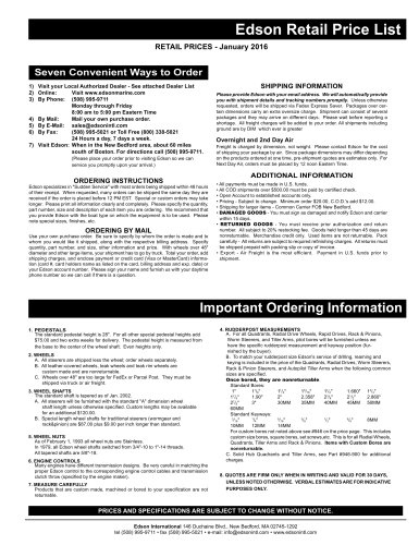 Edson Retail Price List