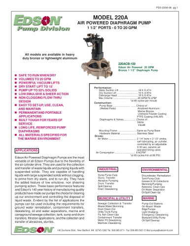 MODEL 220A AIR POWERED DIAPHRAGM PUMP