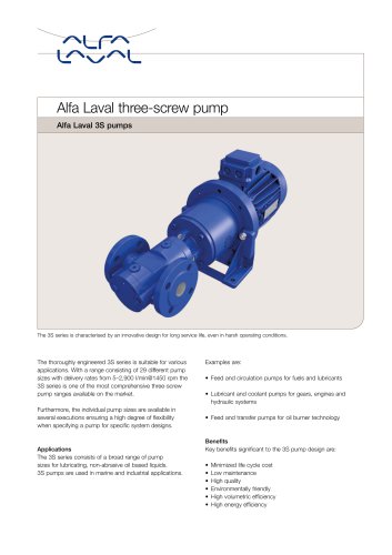 Alfa Laval three-screw pump 38 pump