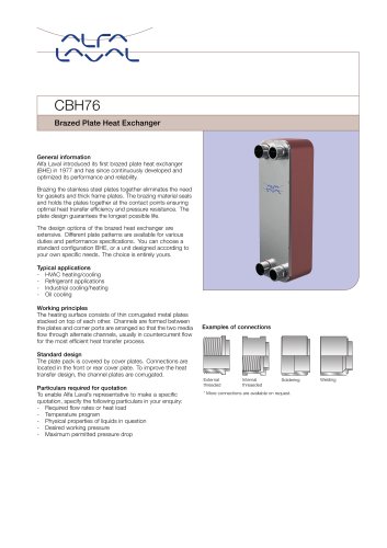 CBH76 Brazed Plate Heat Exchanger