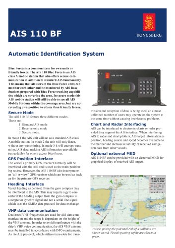 Automatic Identification System (AIS) for ships AIS 110 BF - BLUE FORCE