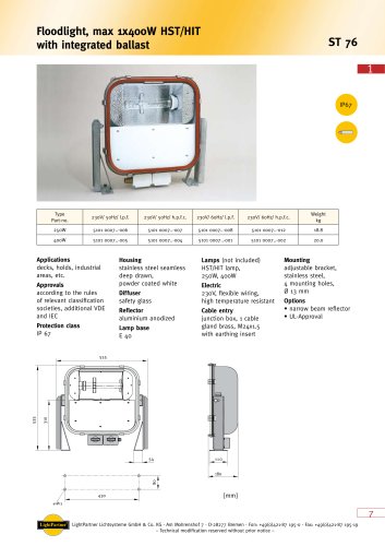 deck floodlight for ships 250-499 W (with incorporated ballast)