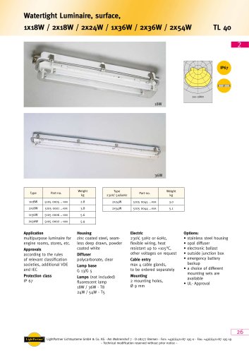 watertight ceiling-mounted luminaire for ships