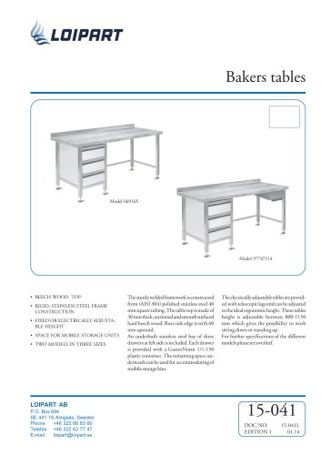 Bakers Table, 1600mm