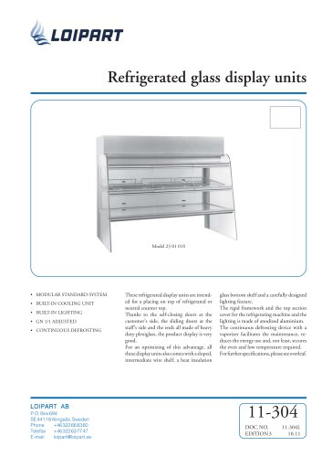 Marine refr. glass display unit