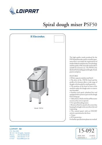 Spiral dough mixer PSF50