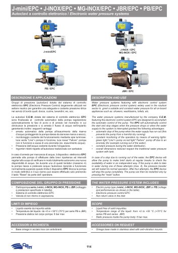 AUTOCLAVI A CONTROLLO ELETTRONICO J-mini/EPC • J-INOX/EPC • MG-INOX/EPC • JBR/EPC • PB/EPC