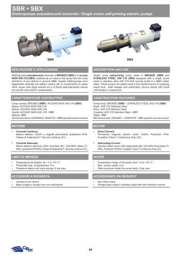 ELETTROPOMPE AUTOADESCANTI MONOVITE SBR • SBX