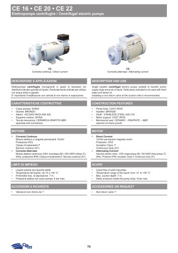 ELETTROPOMPE CENTRIFUGHE CE 16 • CE 20 • CE 22