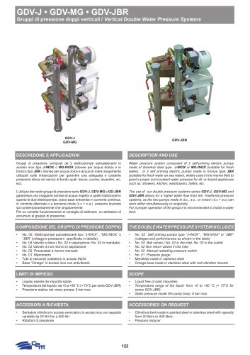 GRUPPI DI PRESSIONE DOPPI VERTICALI GDV-J • GDV-MG • GDV-JBR