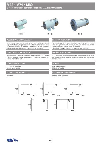 MOTORI ELETTRICI IN CORRENTE CONTINUA M63 • M71 • M80