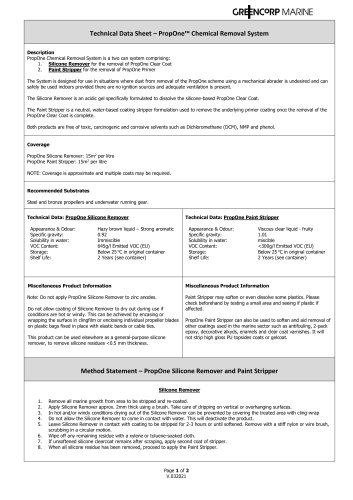 Technical Data Sheet – PropOne™ Chemical Removal System