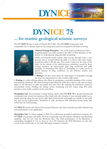 DYNICE 75... for marine geological seismic surveys