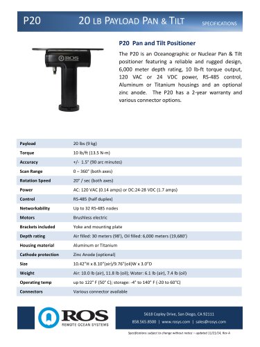 P20 – PAN & TILT POSITIONER