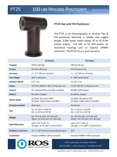 PT25 – Pan & Tilt Positioner