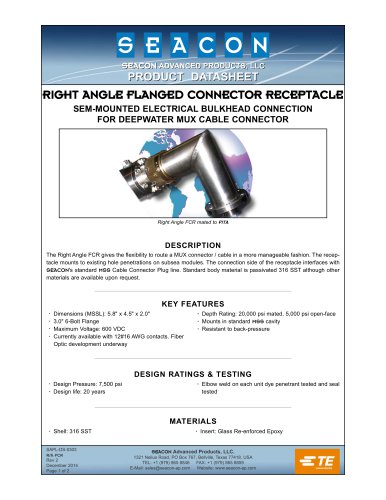 RIGHT ANGLE FLANGED CONNECTOR RECEPTACLE (FCR)