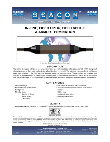 SAPL-DS-0320 In-Line FO Field Splice & Armor Termination Rev 1