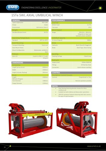 15Te SWL AXIAL UMBILICAL WINCH