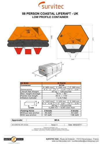 08 PERSON COASTAL LIFERAFT - UK LOW PROFILE CONTAINER