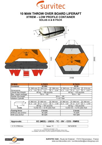 10 MAN THROW OVER BOARD LIFERAFT XTREM – LOW PROFILE CONTAINER