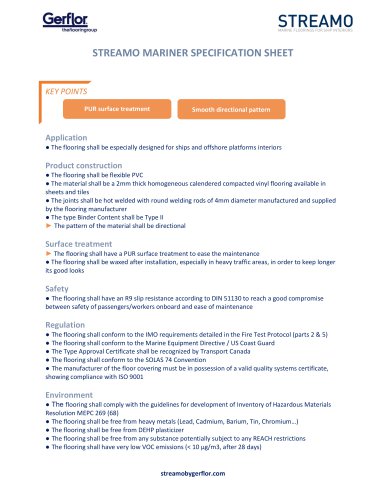 Streamo Mariner - Specification sheet