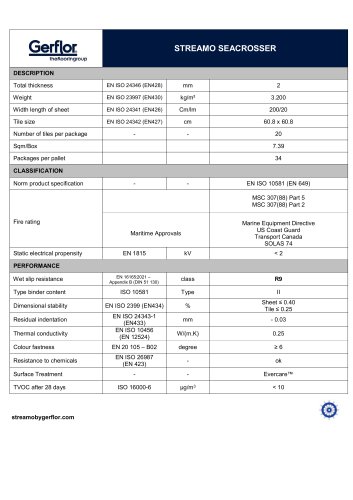 Streamo Seacrosser - Technical Datasheet