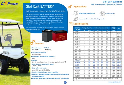 CSPower Glof Car Battery - HTL Series