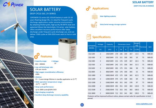 CSPower Solar Gel Battery 2V - CG2V Series