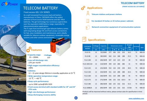 CSPower Telecom Battery- FL series