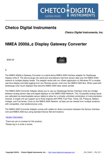 NMEA 2000™ Display Gateway Converter