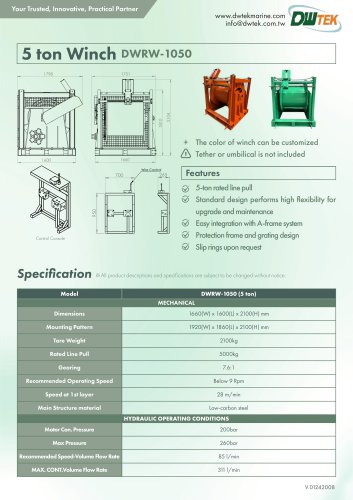 Winch (DWRW-1050) Datasheet