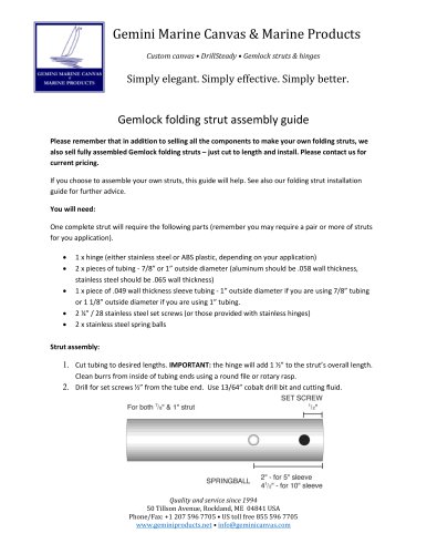 Gemlock folding strut assembly guide