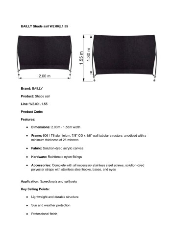 Shade sail W2,0 L1,55