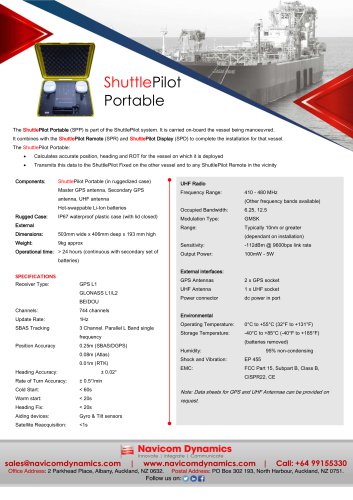 ShuttlePilot Portable Datasheet